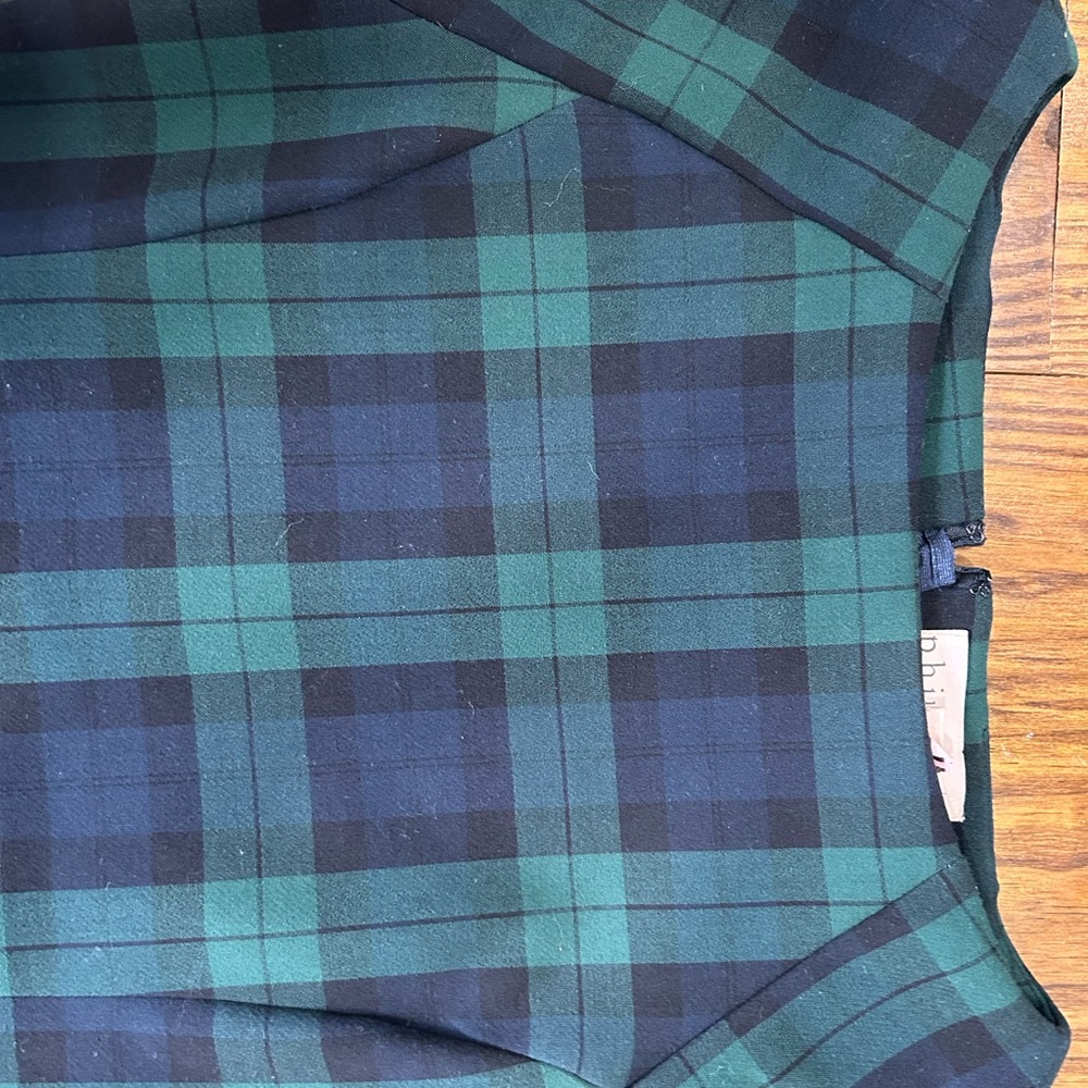 Green/navy tartan philosophy pencil dress